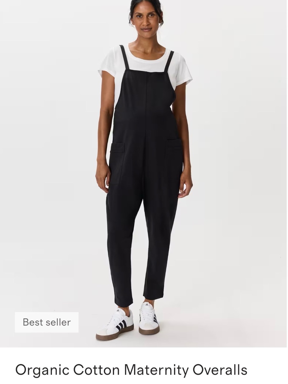 Quince Black Organic Cotton Maternity Overalls